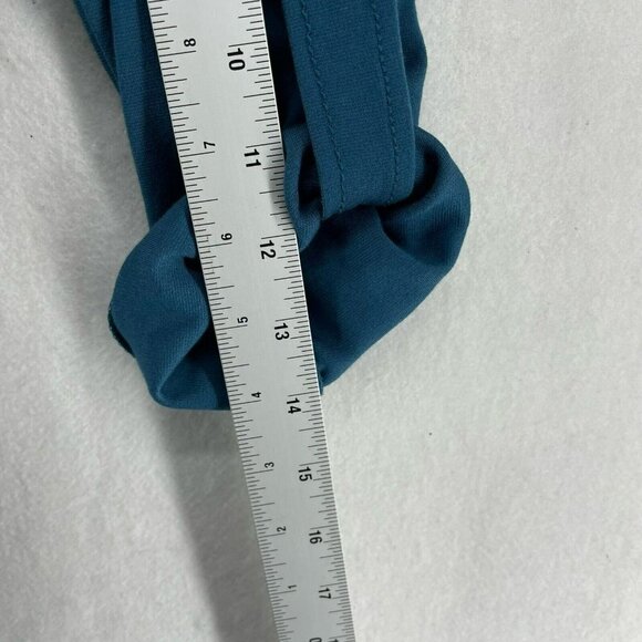 Max Studio Dress XS Teal Blue Collared V-Neck 3/4 Sleeve Roll-Tab Stretch Belted - Picture 5 of 11